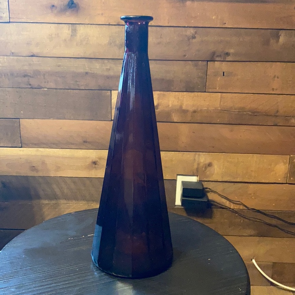 Vintage purple Tall Glass Bottle 13” Tall